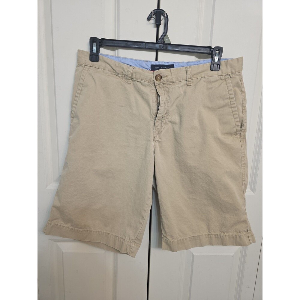 Tommy‎ Hilfiger Mens Chino Shorts 34 Khaki Flat Front Casual Pre-Owned